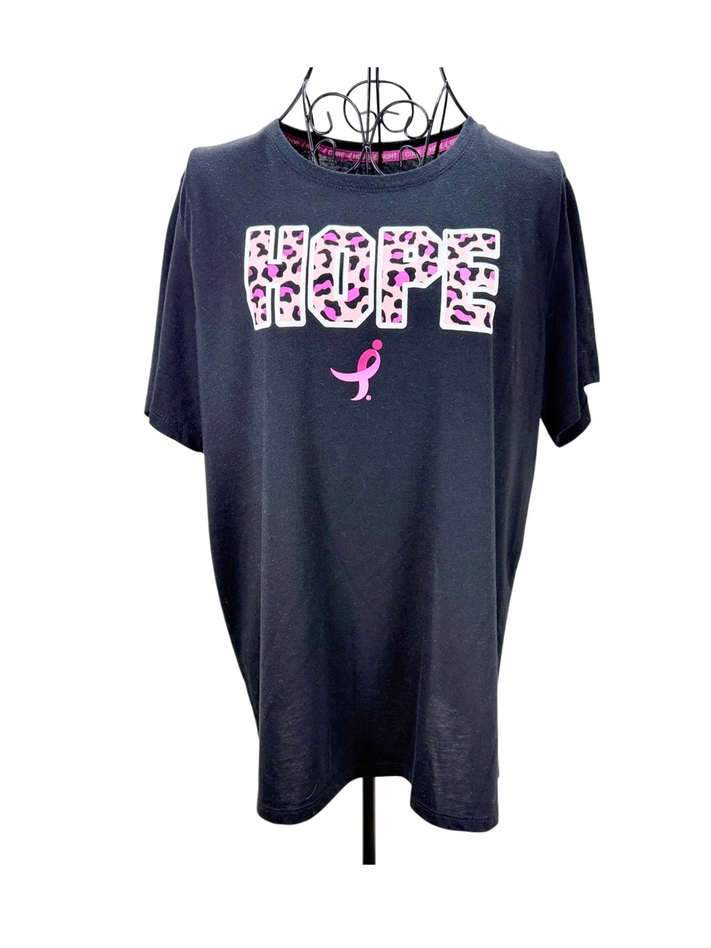 Hope Graphic Short Sleeve Tee - Black with Pink Accents
